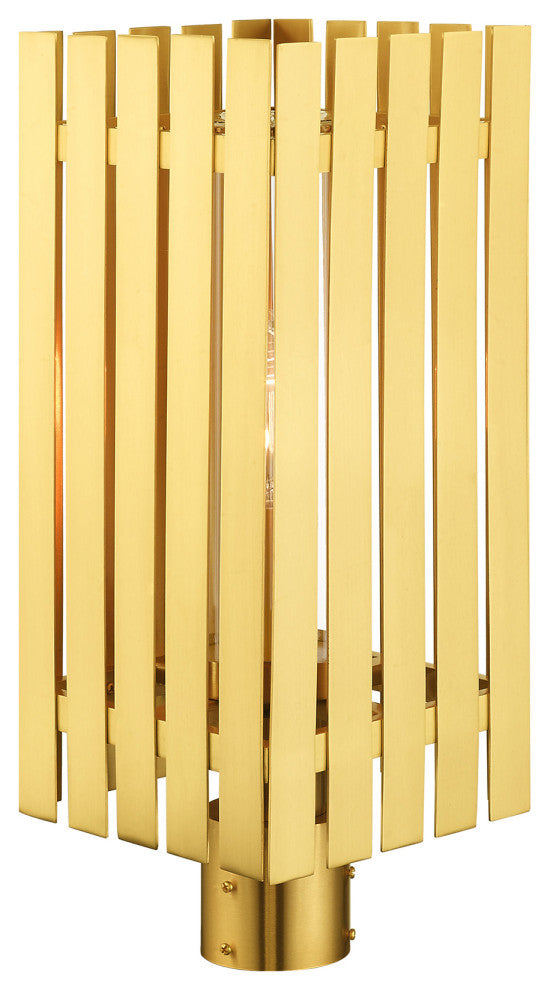 Livex Lighting Greenwich 1 Light Satin Brass Large Outdoor Post Top Lantern
