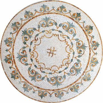 Floral Mosaic Medallion, Hydrangea, 36"x36"
