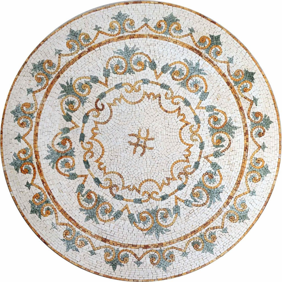 Floral Mosaic Medallion, Hydrangea, 36"x36"