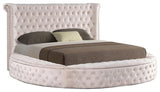 Velvet Tufted upholstered Platform Storage Bed, Circle Bed Frame Eastern King