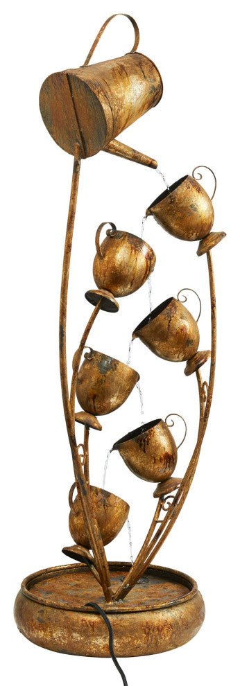 Garden Tea Party Cascading Metal Sculptural Fountain