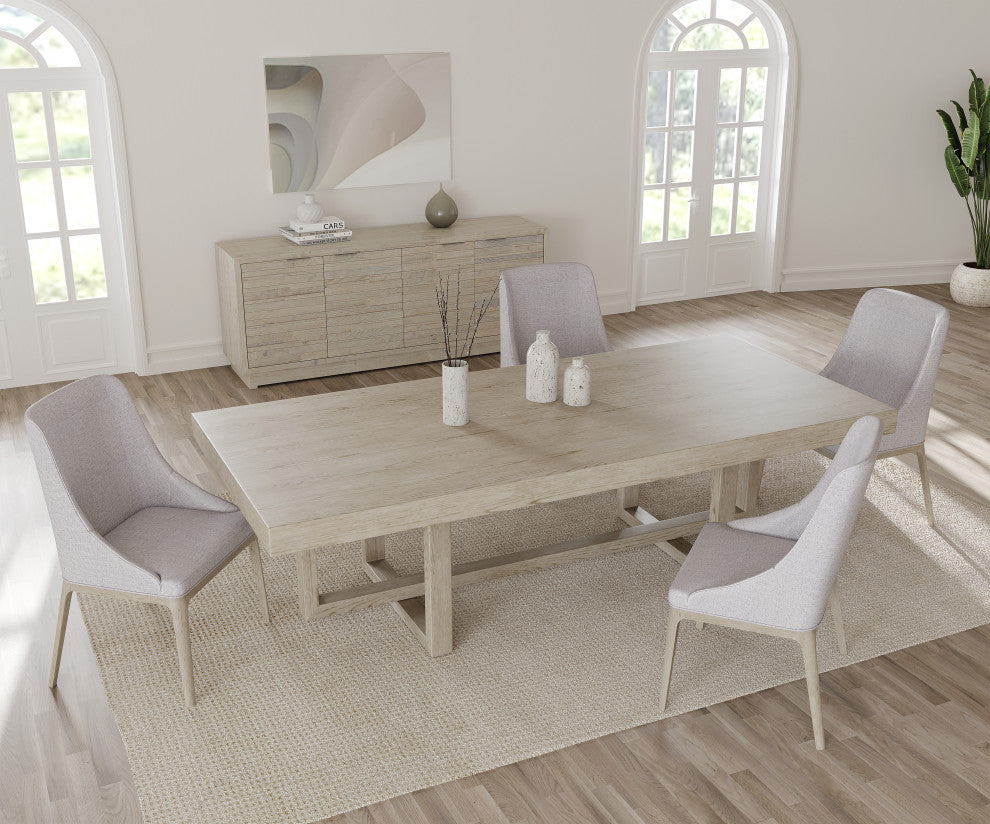 White Wash Trestle Dining Table, 78"