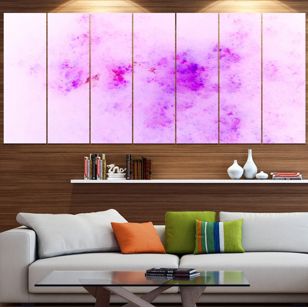 Blur Light Pink Sky with Stars, Abstract Canvas Art Print, 83"x32", 7 Panels