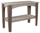 Poly Island Buffet Table, Weatherwood & Chestnut Brown