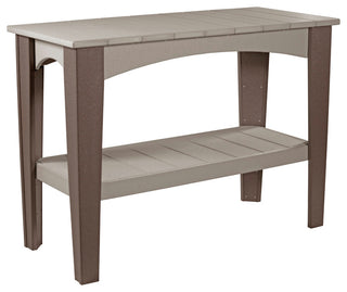 Poly Island Buffet Table, Weatherwood & Chestnut Brown