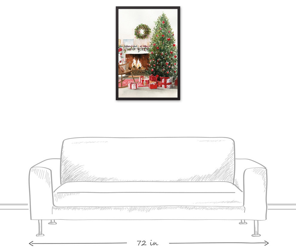 Christmas Morning 21.73x31.73 Black Framed Canvas