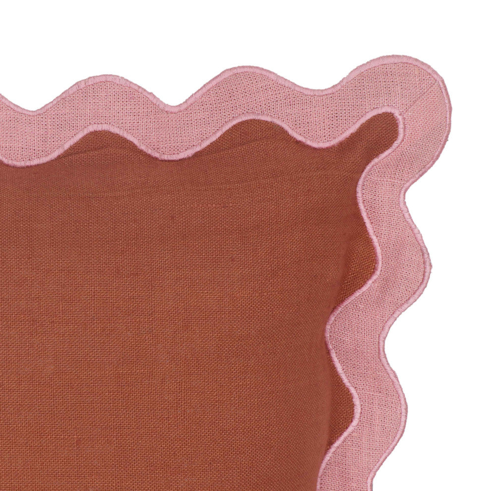 Scalloped Throw Pillow, Pink, Terracotta