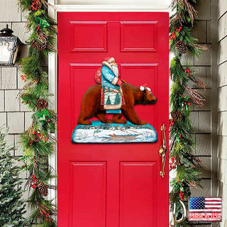 Santa On Grizzly Bear Door Hanger