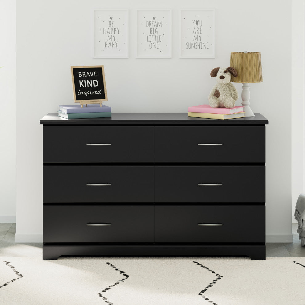 Storkcraft Brookside 6 Drawer Dresser, White, Black