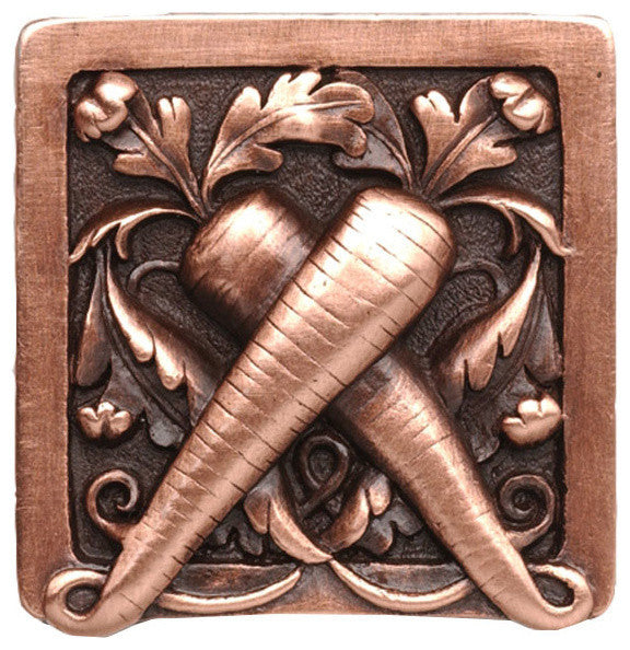 Leafy Carrot Knobs, Antique-Style Copper