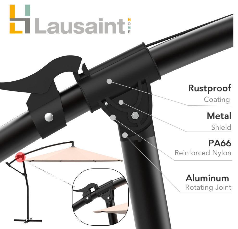 10' Outdoor Patio Cantilever Offset Umbrella With Cross Base