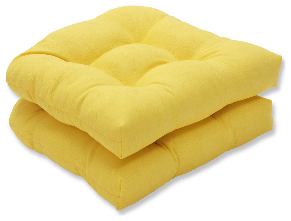 Fresco Melon Wicker Seat Cushion, Set of 2, Yellow