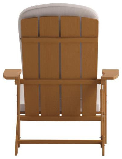 Charlestown Set of 2 Adirondack Chairs with Cushions, Teak/Cream