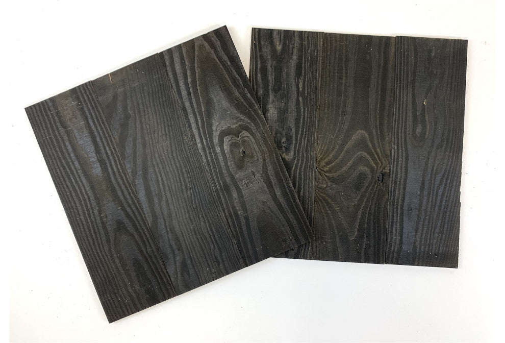 Set of Two Black Rustic Wood Wall Art Hanging Panels