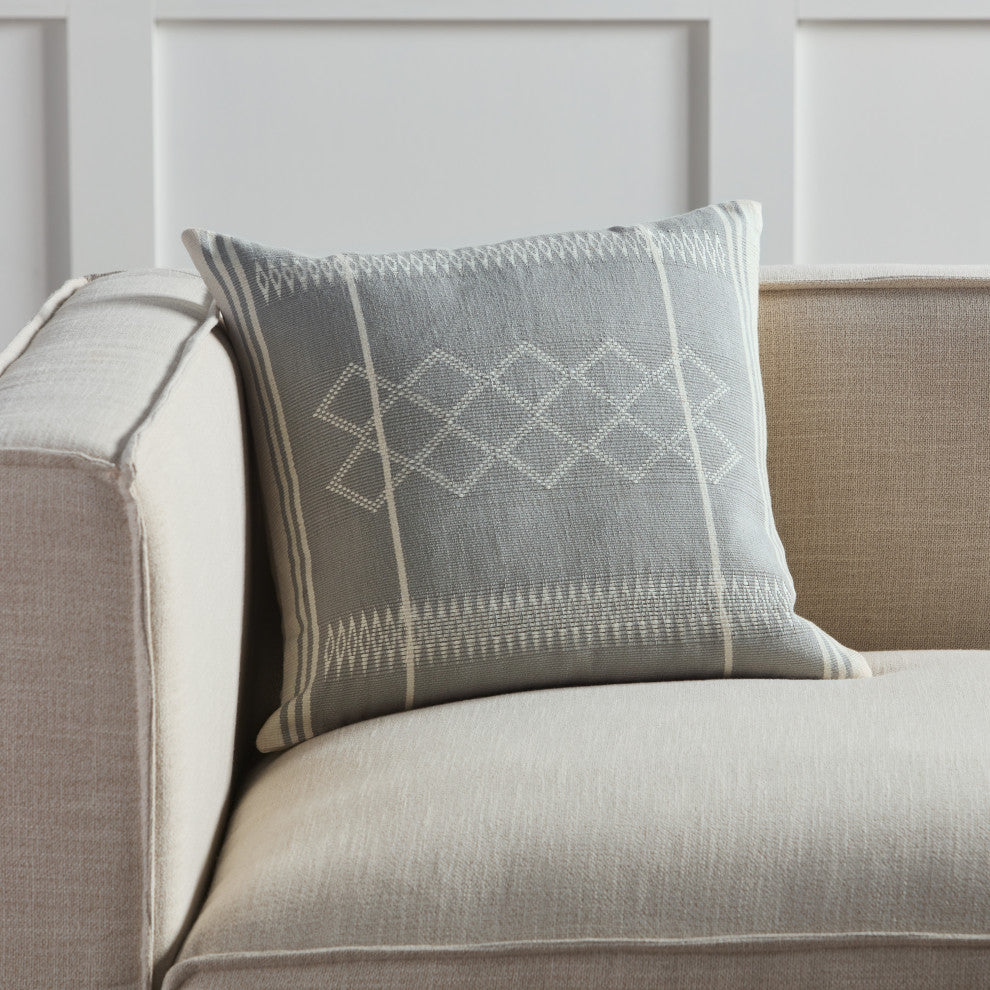 Jaipur Living Sanis Tribal Light Gray/Cream Poly Fill Pillow 18" Square
