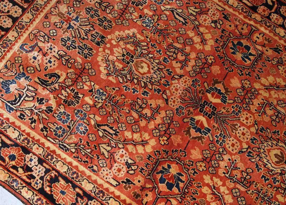 Handmade Antique Persian Sarouk Rug, 3.3'x5.3', 100cmx161cm 1920s