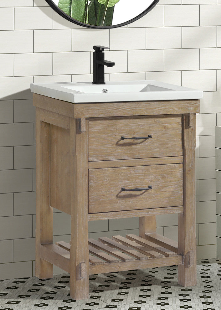 Marina 24" Bathroom Vanity, Weathered Fir Finish