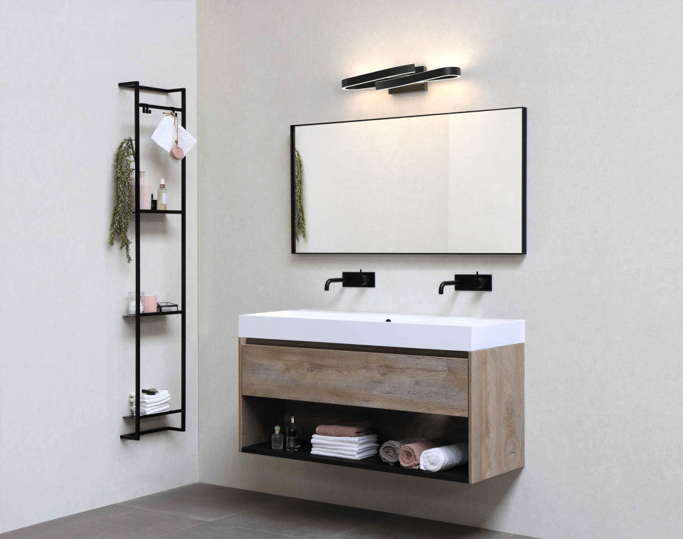 Borealis Curled Rectangular LED Vanity Wall Sconce, Black