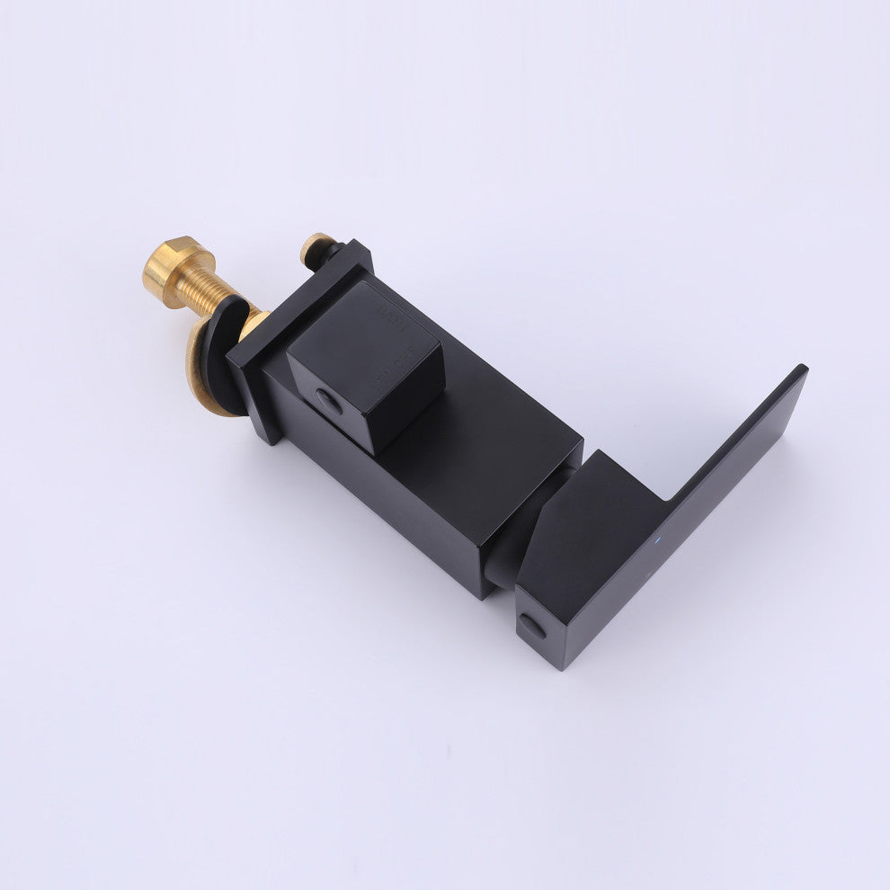 Deck Mounted Dual Handles Bathtub Faucet with Hand Shower