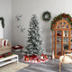 8.5' Flocked Manchester Spruce Faux Xmas Tree W/ 550 Lights & Bendable Branches