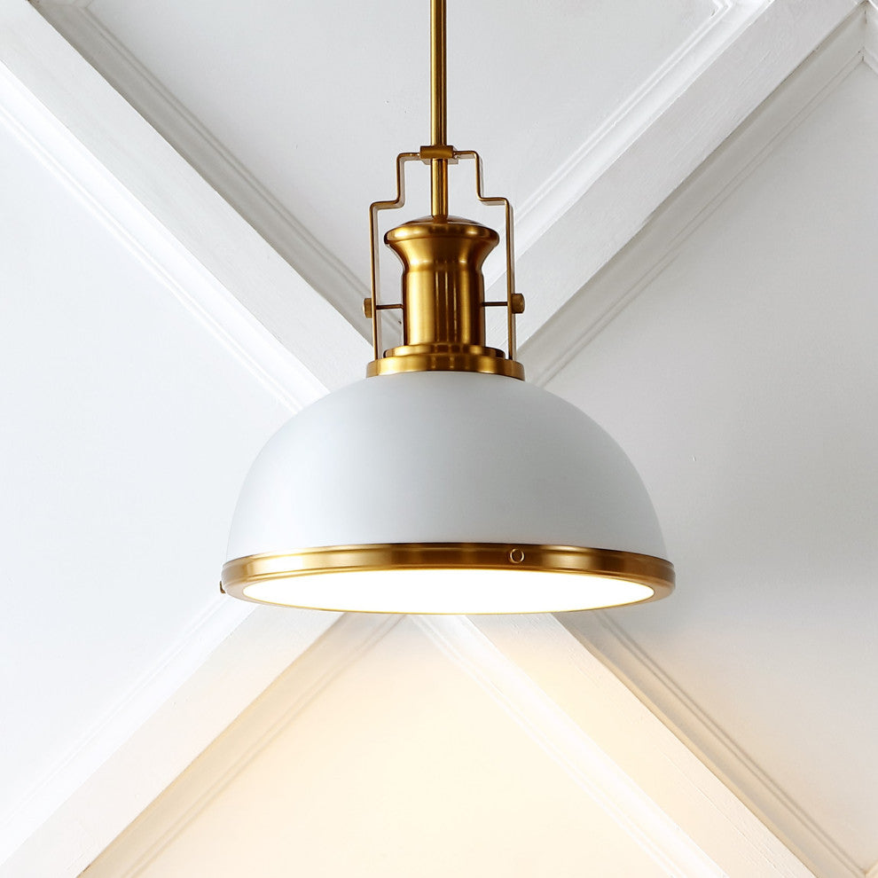 Stella Moravian Star Metal/Glass LED Flush Mount, Brass Gold/White, Width: 13"