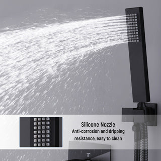 Luxury Complete Shower System With Rough-In Valve, Matte Black
