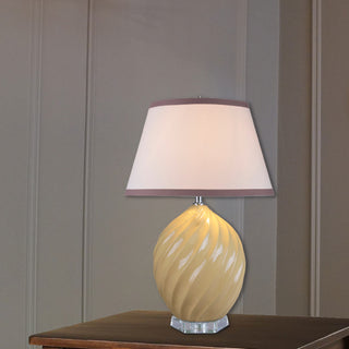 40044-2, 26 1/2" High Ceramic Table Lamp, Daffodil Yellow With Crystal Base