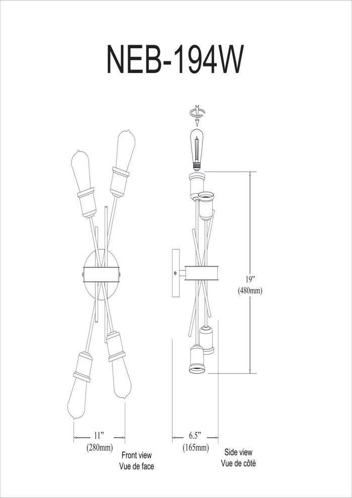 4 Light Wall Sconce, Espresso Finish