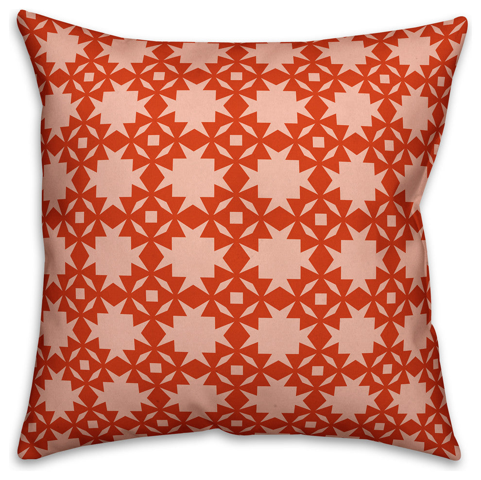 Folk Southwestern Pattern, Red Throw Pillow Cover, 18"x18"