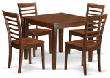 5 Pc Small Kitchen Table Set, Dining Table And 4 Kitchen Chairs In Mahogany