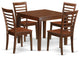 5 Pc Small Kitchen Table Set, Dining Table And 4 Kitchen Chairs In Mahogany