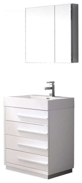 Fresca Livello 24" White Modern Bathroom Vanity With Medicine Cabinet