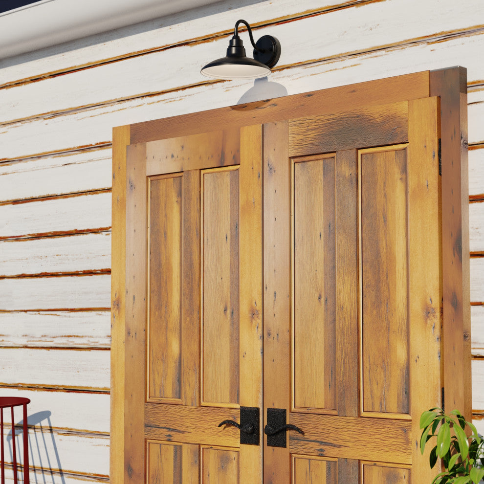 Tucson 10" LED Outdoor Wall Light Textured Black and Glossy White