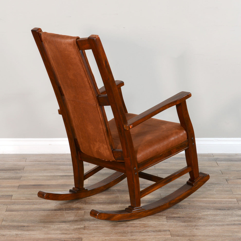 Sunny Designs Santa Fe Farmhouse Mahogany Wood Rocking Chair in Dark Chocolate