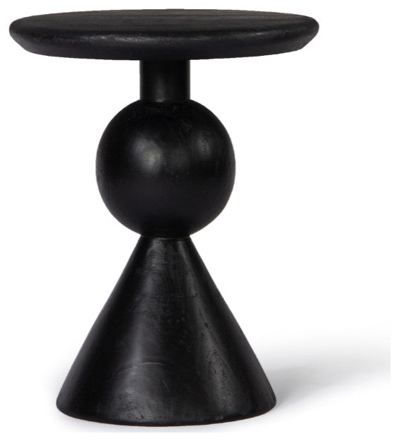 Kebab Solid Wood Side Table - Charcoal