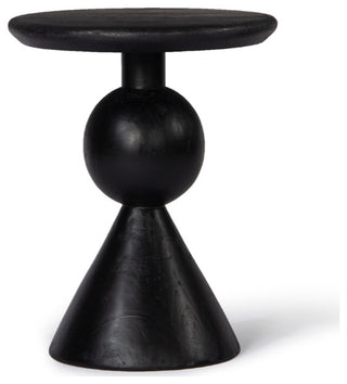 Kebab Solid Wood Side Table - Charcoal