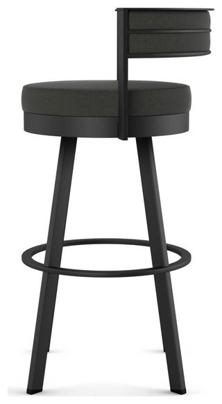Amisco Browser Swivel Counter and Bar Stool, Charcoal Grey Polyester / Black Metal, Counter Height