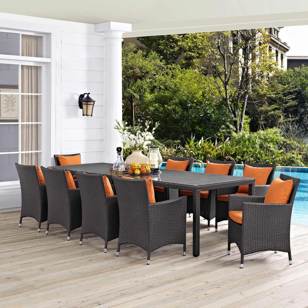 Espresso Orange Convene 11-Piece Outdoor Patio Dining Set