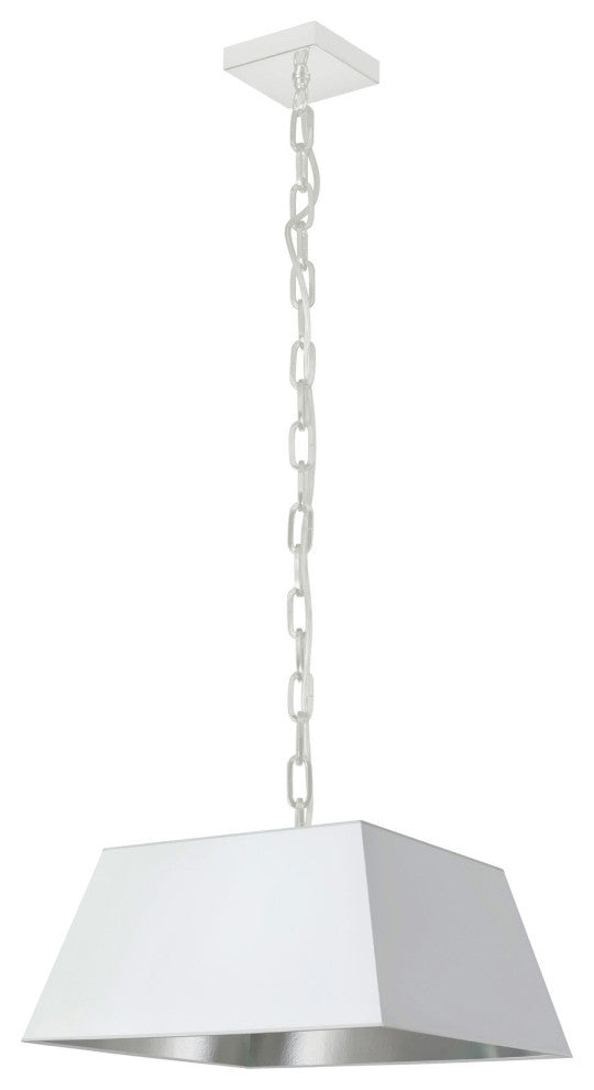 1 Light Small White Milano Pendant White/Silver Shade