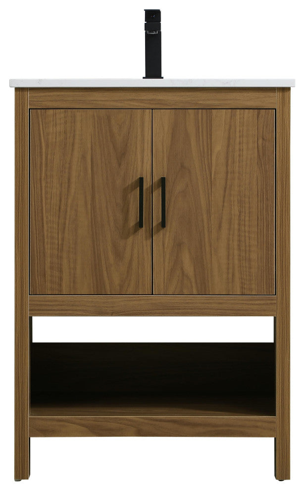 Home Living 24" Single Bathroom Vanity, Walnut Brown