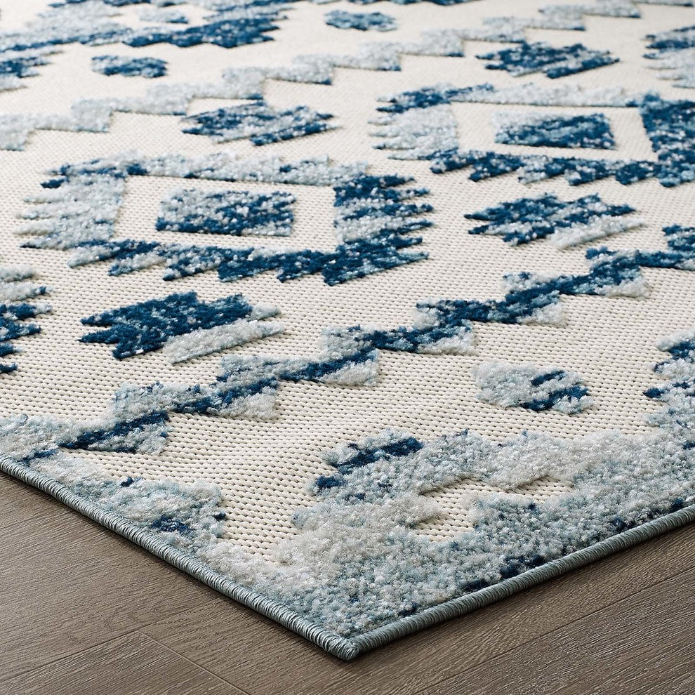 Contemporary Abstract Diamond Moroccan Trellis 5x8 Indoor and Outdoor Area Rug