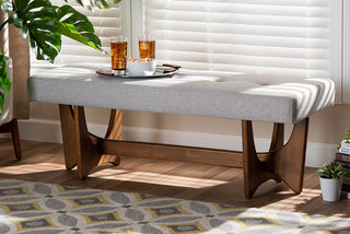 Baxton Studio Theo Mid-Century Modern Greyish Beige Fabric Upholstered...