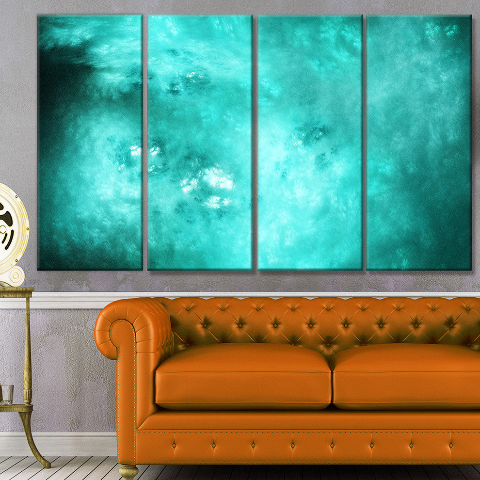 Blur Blue Sky with Stars, Abstract Canvas Art Print, 48"x28", 4 Panels