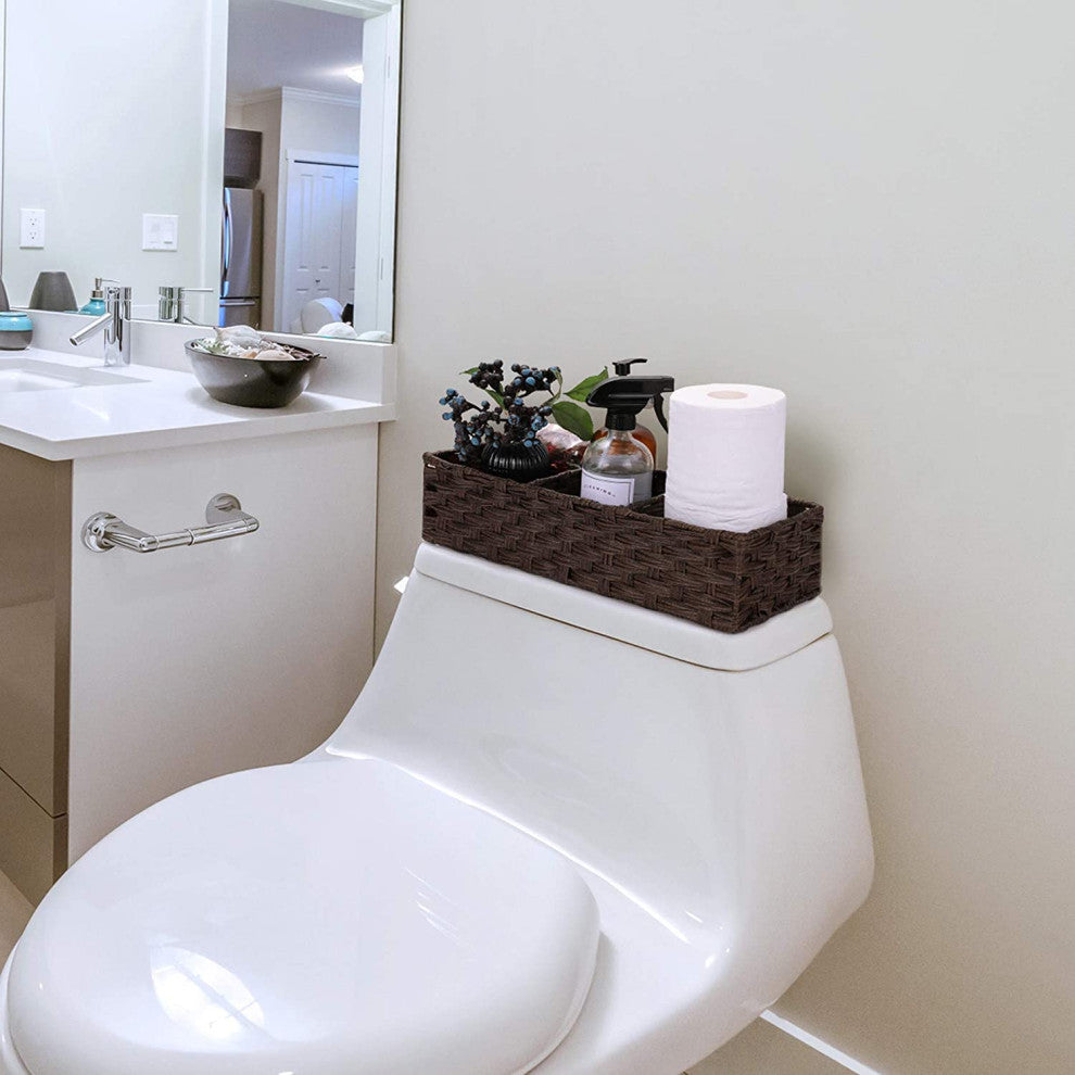 Toilet Paper Basket Hand-woven Basket, Storage Bin, Counter Vanity Organizer