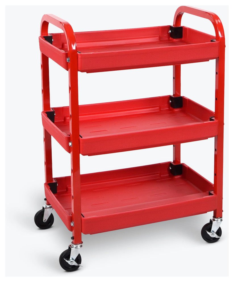 Luxor 3-Shelf Utility Cart, Red