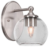 Capri 1-Light Wall Sconce, Brushed Nickel/Clear Bubble