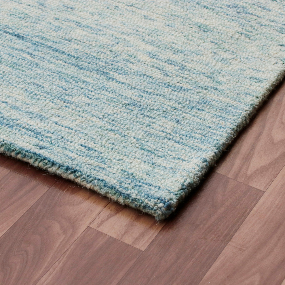 Estelle Modern Blue Abstract Hand-Tufted Wool Area Rug, 7'9" X 9'9"