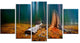 Blue Forest on Foggy Morning, Landscape Canvas Art Print, 60"x32", 5 Panels