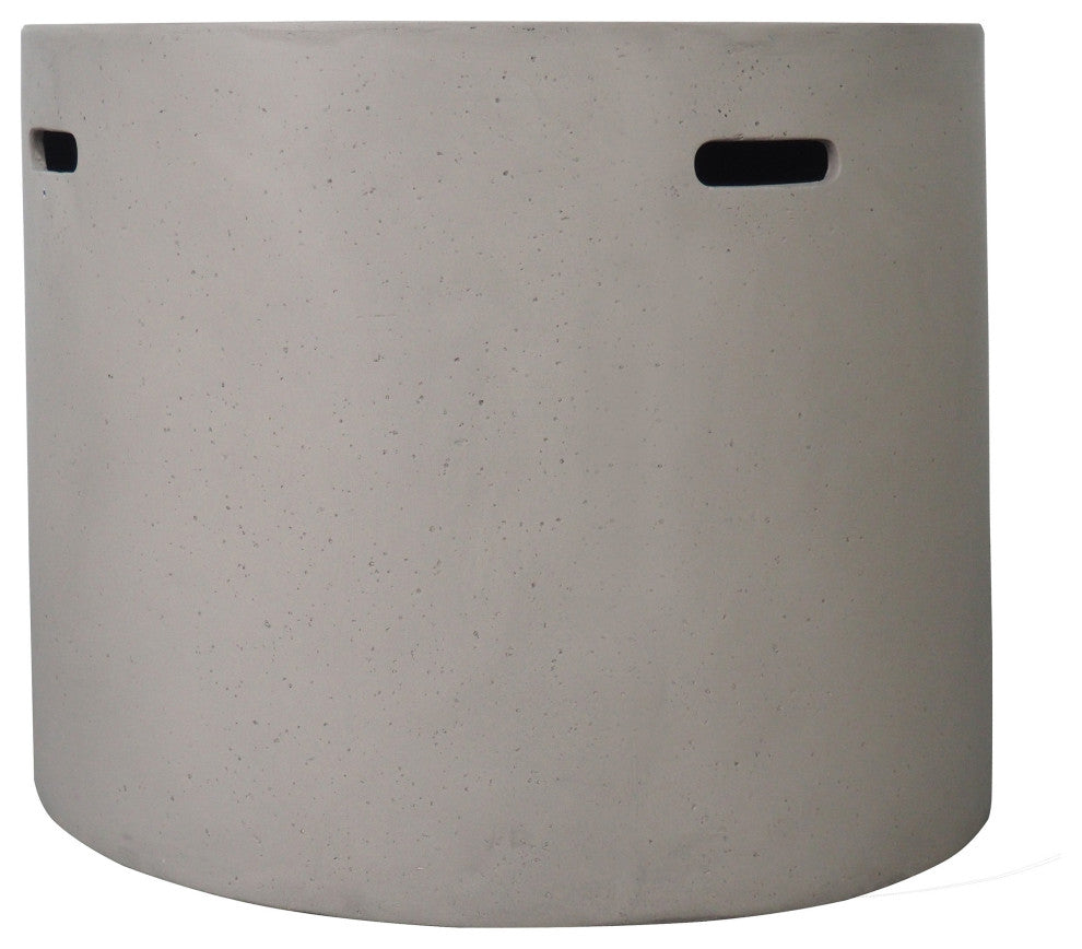 GDF Studio Leo Outdoor 31" Round Light Weight Concrete Gas Burning Fire Pit, Light Gray
