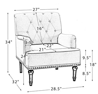 Upholstered Accent Armchair With Nailhead Trim, Green